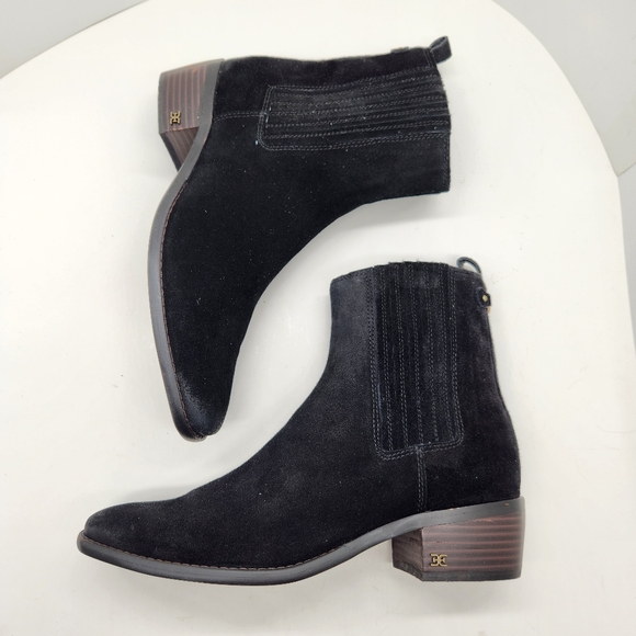 Sam Edelman Ankle Boots 9.5 Black Suede Bronson Chelsea Preppy Comfy New $170